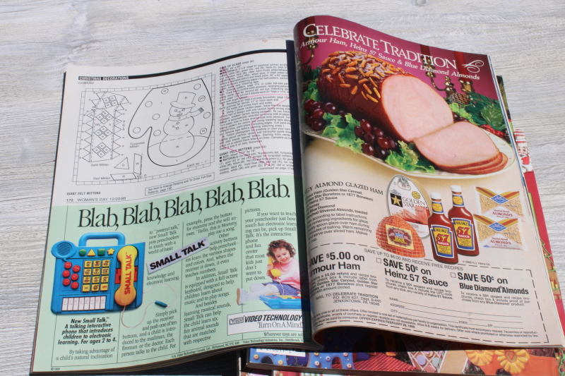 photo of lot 80s vintage Woman's Day Christmas magazines baking, holiday recipes, tons of ads! #9